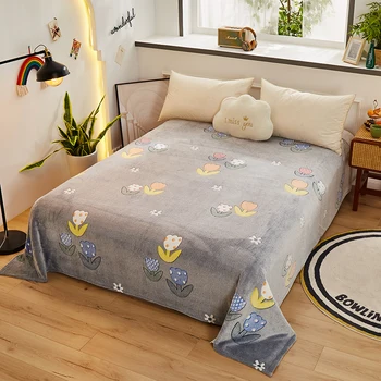

New Arrival 3-5pcs Bedding Set include Pillowshams & Cushion Cover & Flat Sheet Soft and Warm Snow Fleece Flannel Cute Patterns