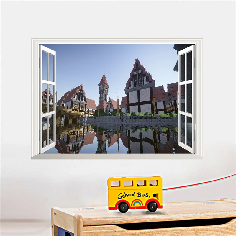 Wall Stickers Popular Game Wall Art Stickers For Kids Room Home Decoration Diy 3d Window Broken Hole Wall Mural Decals Pvc Poster