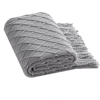 

Nordic Ins Square Pure Color Knitted Blanket Single Nap Homestay Sofa Decoration and Towel