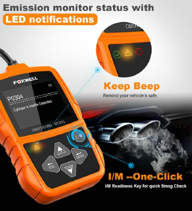 Диагностический сканер Foxwell NT201 OBD2 ODB2 считыватель кодов неисправностей двигателя