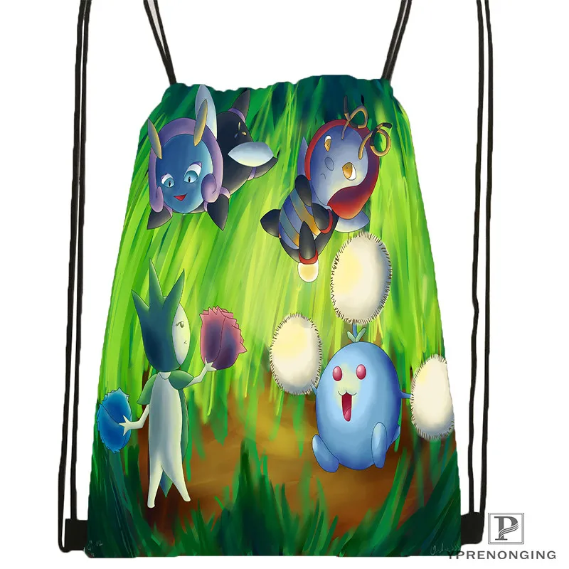 Drawstring Backpack Пользовательские Покемон Пикачу стиль походная сумка на шнурке милый рюкзак для детей(черная спина) 31x40 см#180531-02-09 - Цвет: Drawstring Backpack