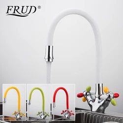 FRUD Kitchen Faucet Sink Mixer Tap Silica Gel Nose Kitchen Faucets Different Color Spout Kitchen Water Sink Mixer Tap