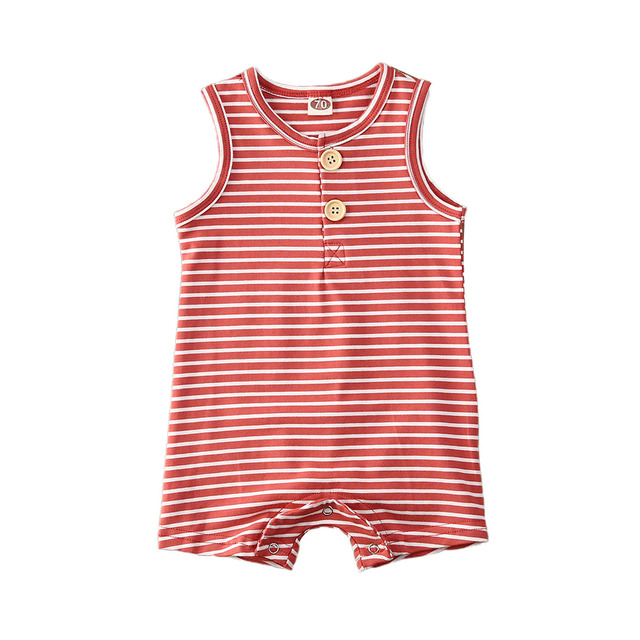 Baby Summer Clothing 0-24 Newborn Infant Baby Boy Girl Striped Romper Clothes Sleeveless Striped Summer Outfit Jumpsuit
