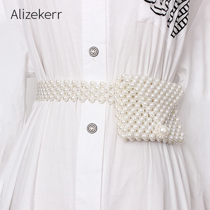 Эластичный пояс с жемчугом, поясная сумка для женщин,, корейский стиль, мобильный телефон, ручная работа, маленькая квадратная поясная сумка, женские Мини-кошельки, высокое качество