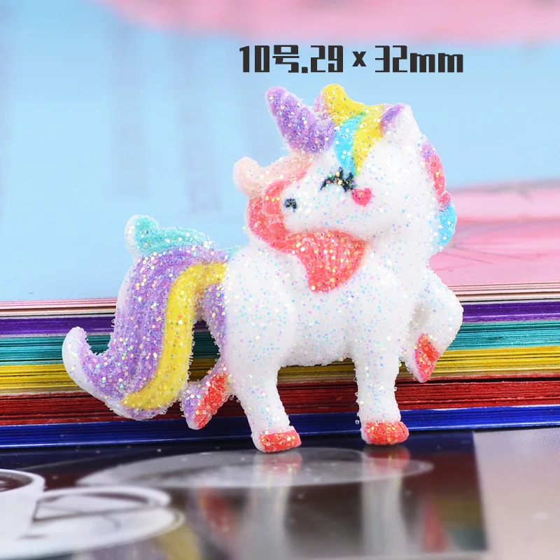 10pcs Cute Dollhouse Cartoon Resin Rainbow Angel Wing Unicorn Flatback Cabochon DIY Scrapbooking Decorative Craft Making 