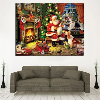 

Santa Claus Poster Christmas Gift Paintings On Canvas Modern Art Decorative Wall Pictures Home Decoration
