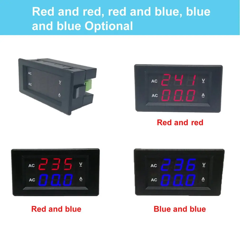 10A AC Digital Dual LED Display Voltmeter Ammeter Amp Volt Voltage Current Meter Tester High Precision