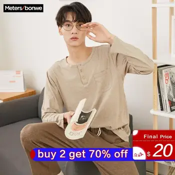 

Metersbonwe Cotton Pajama Sets for Men Sleepwear Comfort Male Underwear Loungewear Pyjama Homewear Home Clothes