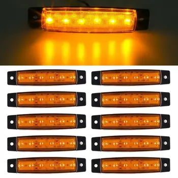 

10X 12V/24V 6 LED Truck Bus Boat Trailer Side Marker Indicators Light Lamp Amber Car Side Marker Lights With Screws