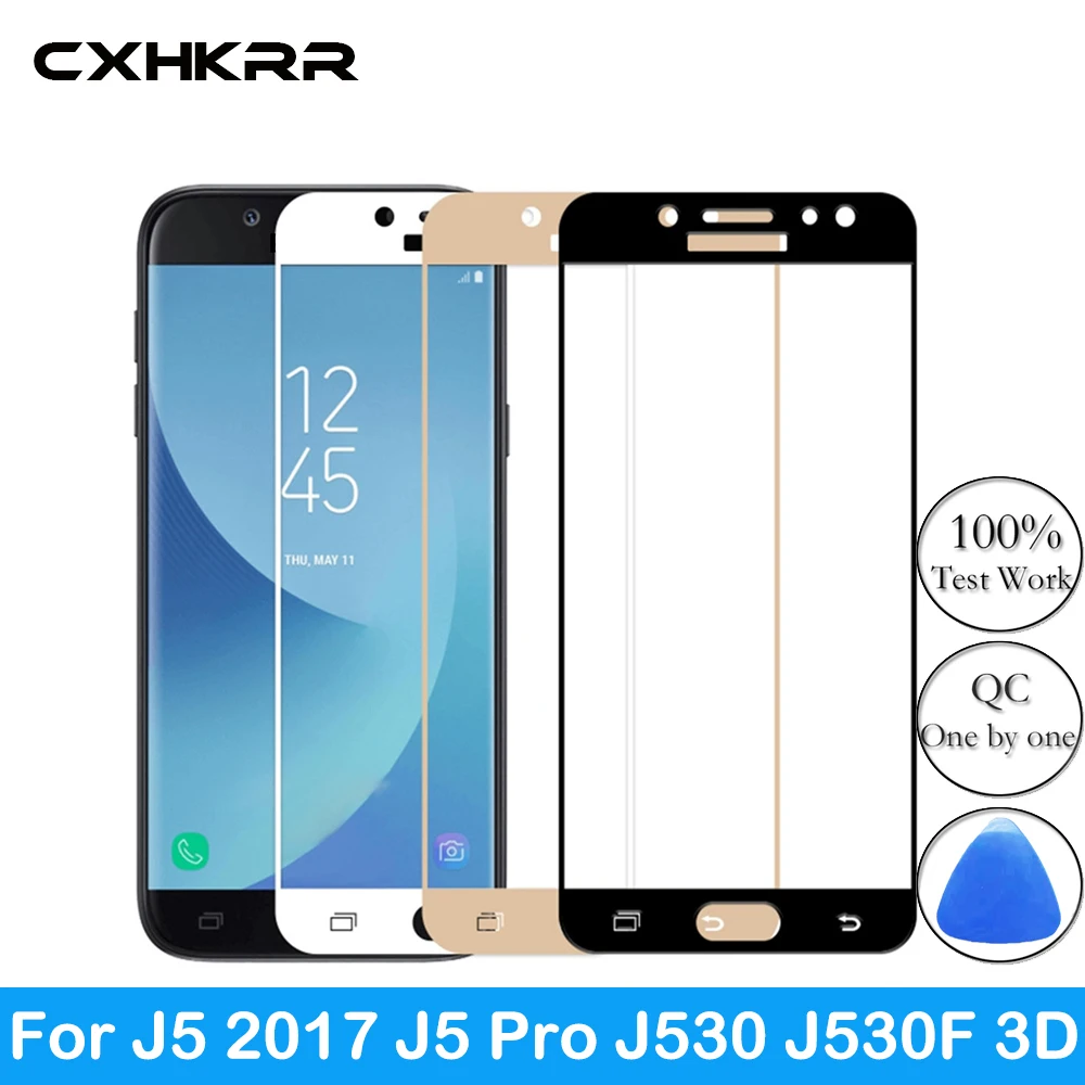 

CXHKRR Tempered Glass for Samsung Galaxy J5 2017 J5 Pro J530 J530F 3D Full Cover Screen Protector Hard 9H