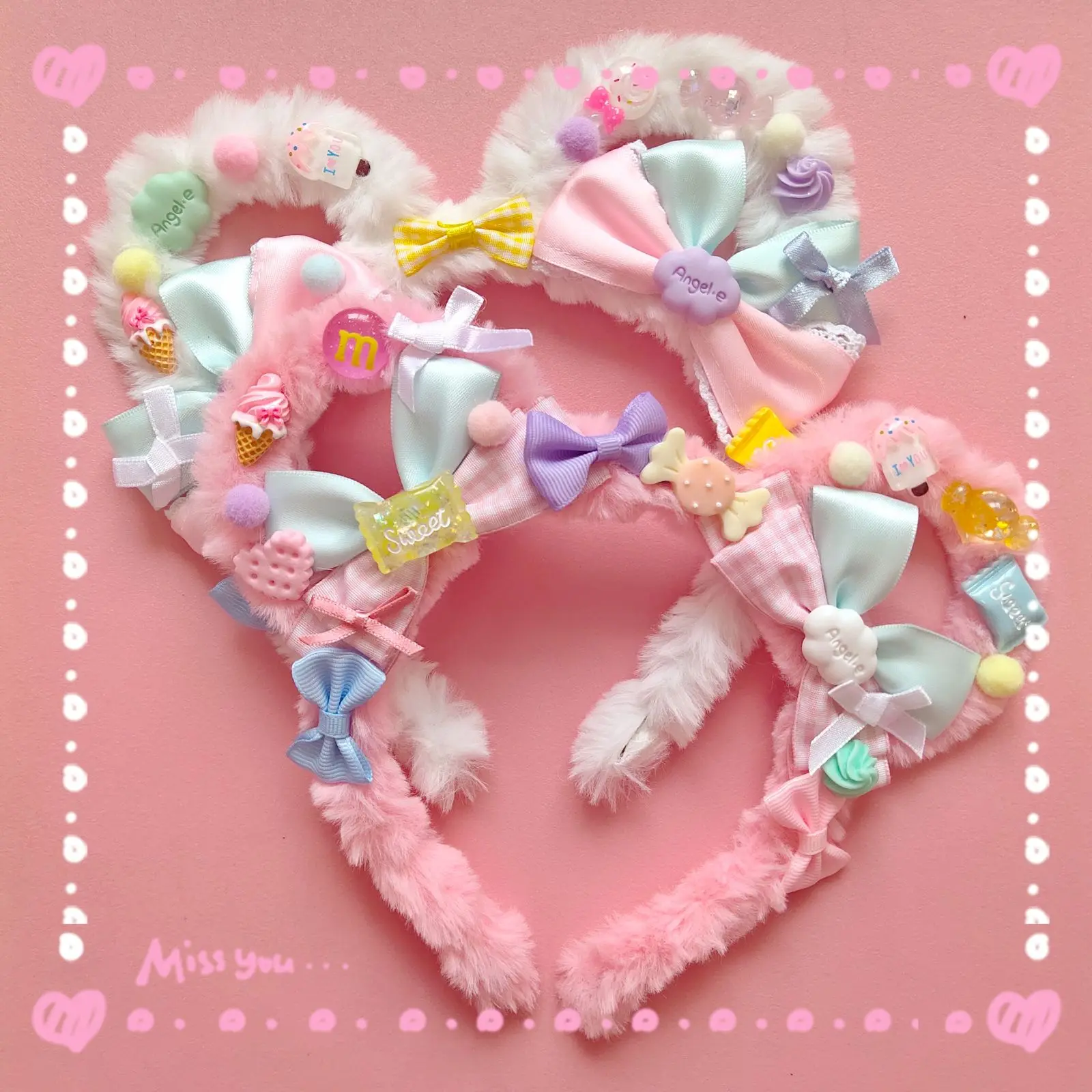 Cosplay&ware Original Hand-made Sweet Hairband Lo Bear Ear Kc Hair Accessories Cream Lolita Pink Blue Bow Headdress -Zentai shop online H697e3120af7847f99cd1ba3eeda416f9i.jpg