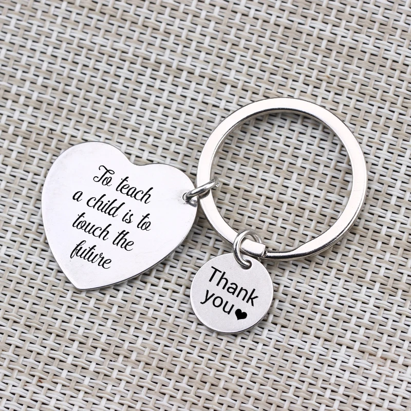 Gift Key Chain For Teacher Engraved A Child Is To Touch The Future Thank You Teacher's Day Heart Shaped Pendant Keyring | Украшения и
