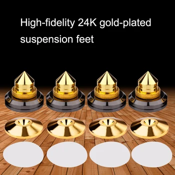 

4pcs Speaker Spike Stand Feet Cone Base Pads Stick-on Turntable Subwoofer CD Audio Amplifier with Double-sided Adhesive