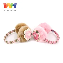 South Korea Winghouse Children Earmuffs Cute Flowers Decorated Earbags Girl Plush Earflaps Winter Headphones Kids Warm Ear cover