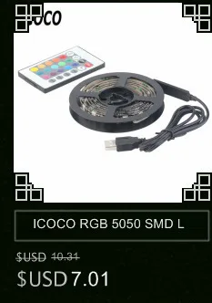 ICOCO RGB 5050 SMD светодиодные ленты лампы Водонепроницаемый гибкий светодиодный свет ленты USB 5 в рождественское декоративное освещение черная