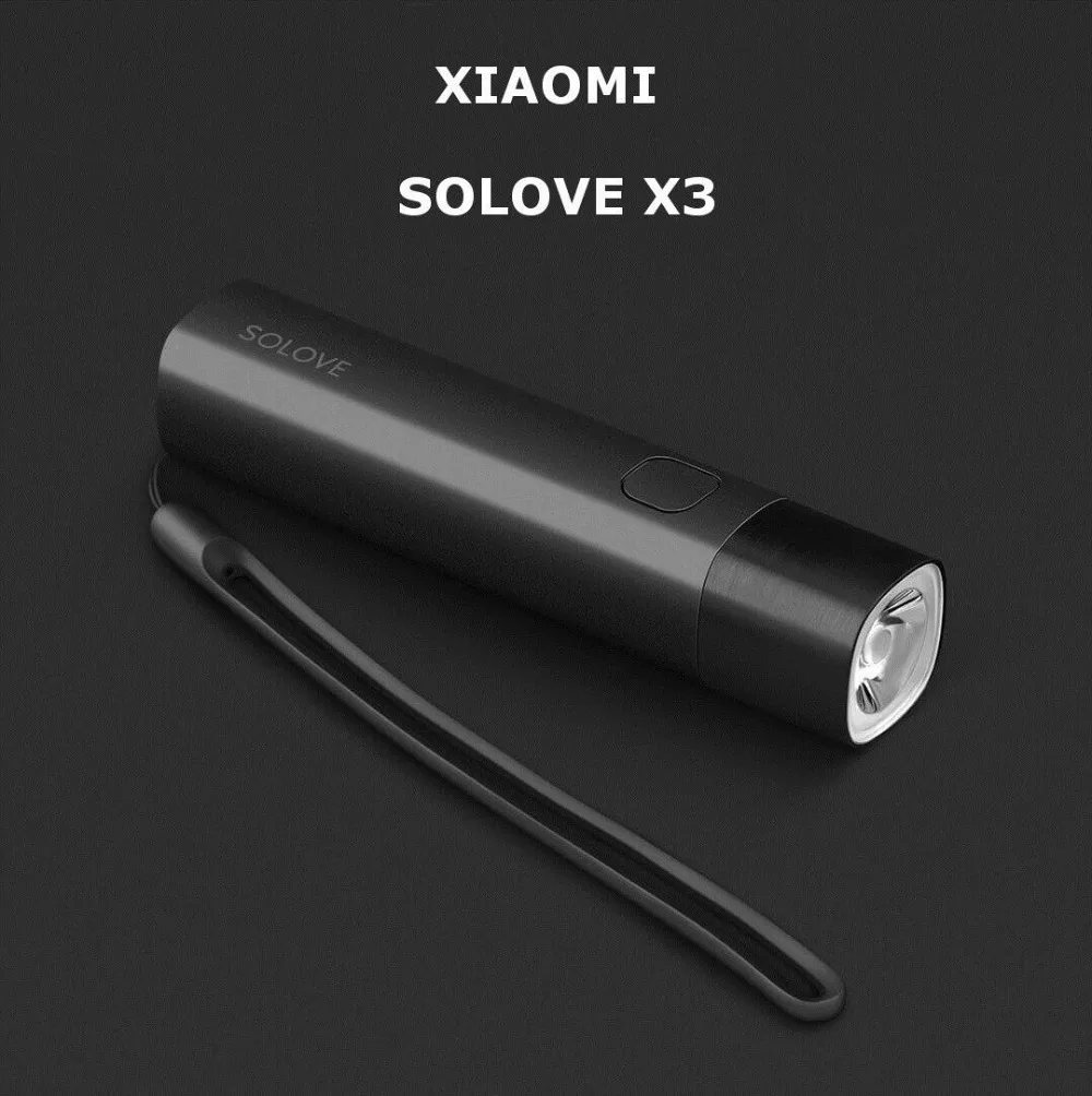 Xiaomi SOLOVE X3 светодиодный фонарик, 3000 мА/ч, Мобильная мощность, USB, многофункциональный, яркий фонарь, внешний аккумулятор, портативное освещение