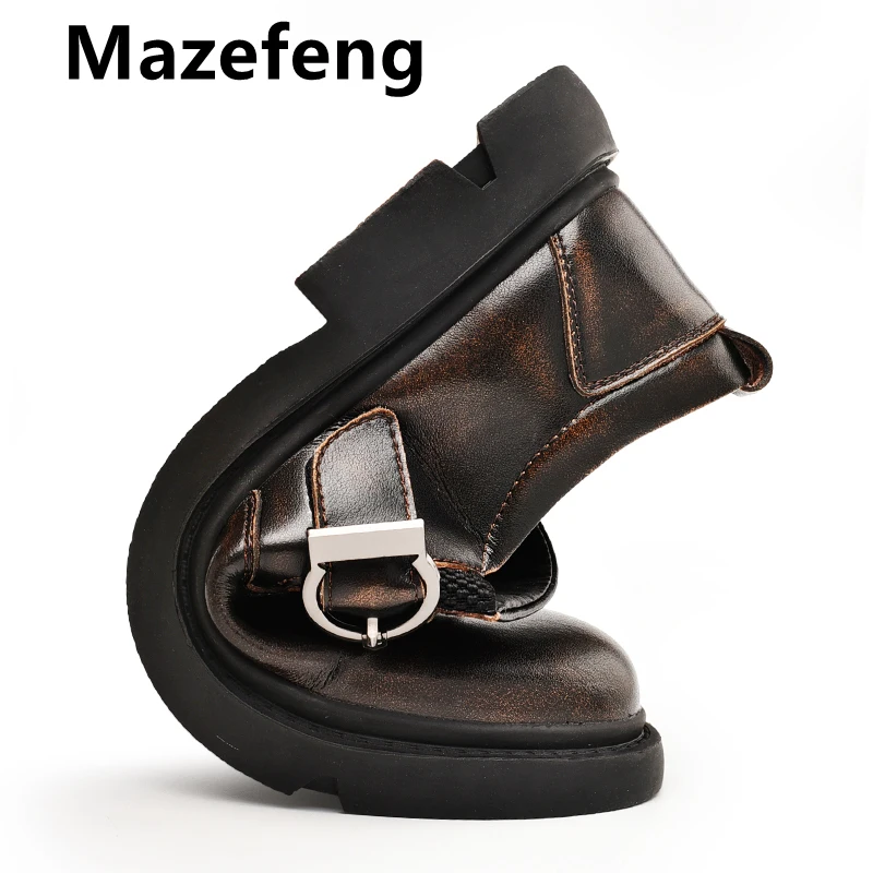 Mazefeng/Новинка; Брендовые мужские оксфорды; модельные туфли из натуральной кожи; модные лоферы; высококачественная повседневная мужская обувь на плоской подошве; размеры 38-46