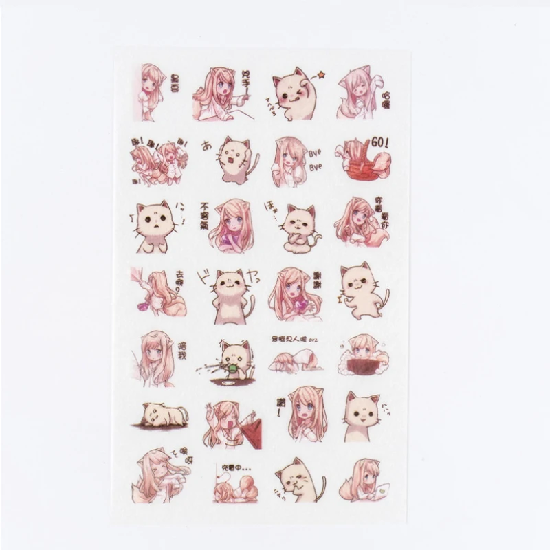 20 пачек/лот Kawaii Дневник для девочек и кошек, ручная работа, клейкая бумага, чешуйчатая японская наклейка, скрапбукинг, канцелярские принадлежности
