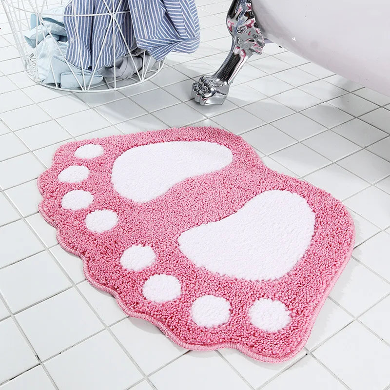 Коврик для ванной комнаты, коврик для ванной, ковры, микрофибра, мини-маты, с принтом для ног, коврики для ванной, нескользящий коврик для ванной комнаты, коврик для туалета - Цвет: Розовый