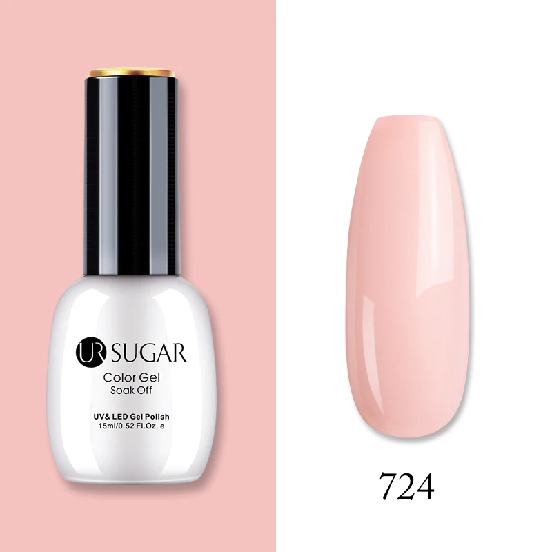 724 Ur Sugar, 15 мл, Цветной Гель-лак, гибридный лак для ногтей, для маникюра, УФ-светодиодный Полупостоянный гель для ногтей, впитывающий Гель-лак, базовое верхнее покрытие - Цвет: 724