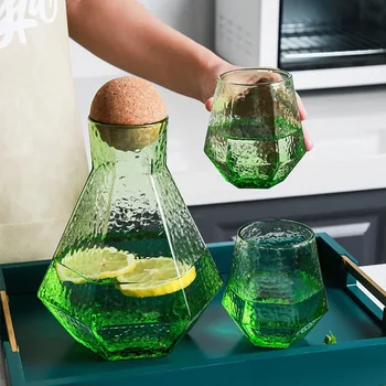 

Glass Kettle Water Jug Cool Water Pot Apple Green Glass Simplicity Water Glasses Cups