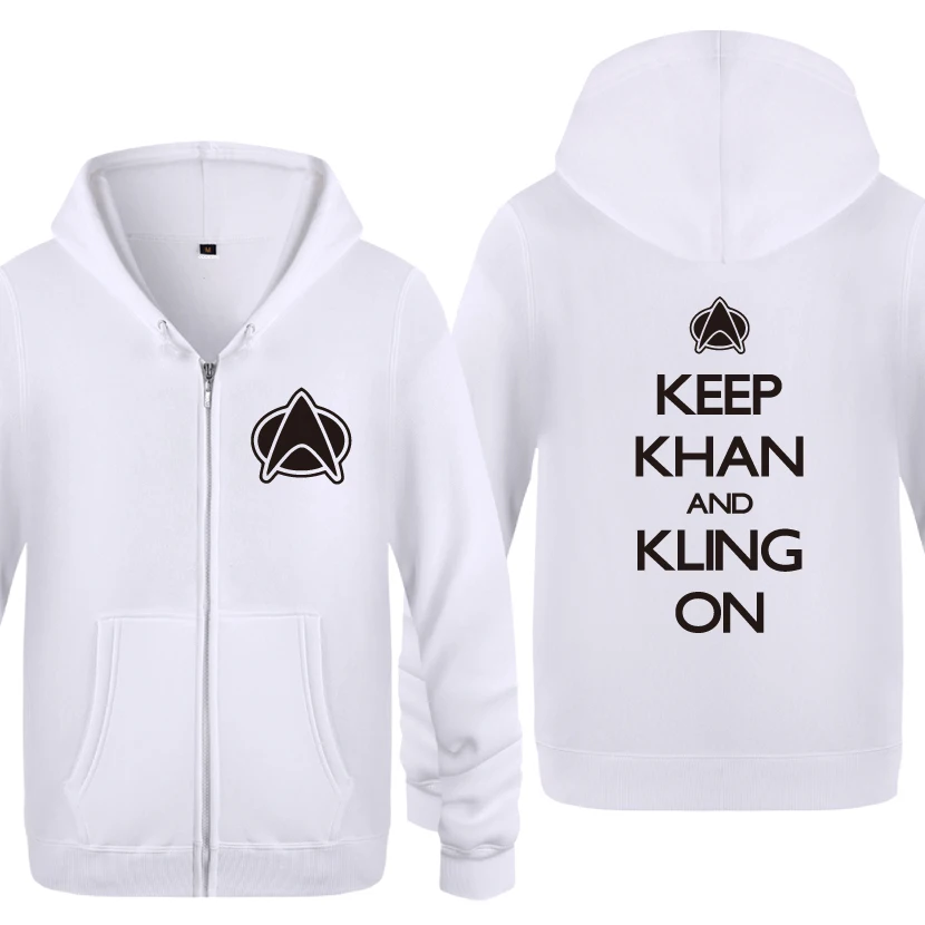 Keep Khan And Kling On, новинка, забавные толстовки для мужчин, мужские флисовые толстовки на молнии с капюшоном, кардиганы - Цвет: BAY HET
