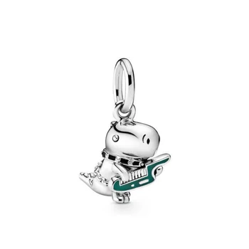 

Real 925 Sterling Silver Bead Charm Lovely Dinosaur Dangle Charm Enamel Charms Beads Fit Pandora Bracelets DIY Women Jewelry