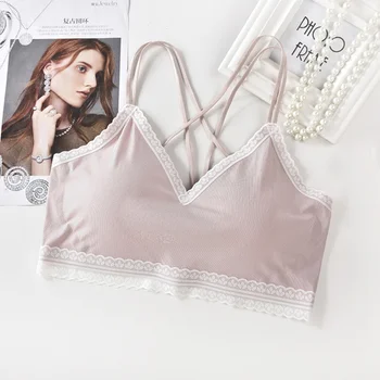 

Sexy Sling Lace Fashion Beautiful Back Bra Padded Bra Top Cross Strap Beauty Back Tube Top One Piece Underwear