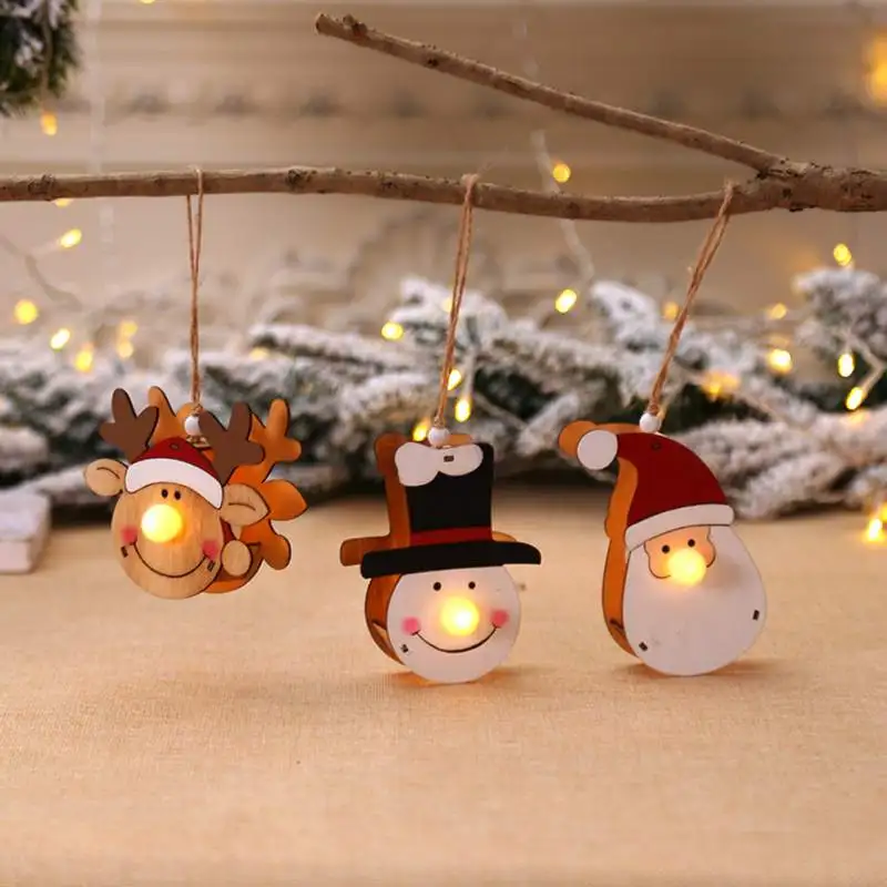 

Christmas Glowing Wooden Pendant Christmas Tree Hanging Xmas Decoration Xmas Party Ornament Kerst Decoratie Cristmas Decoration