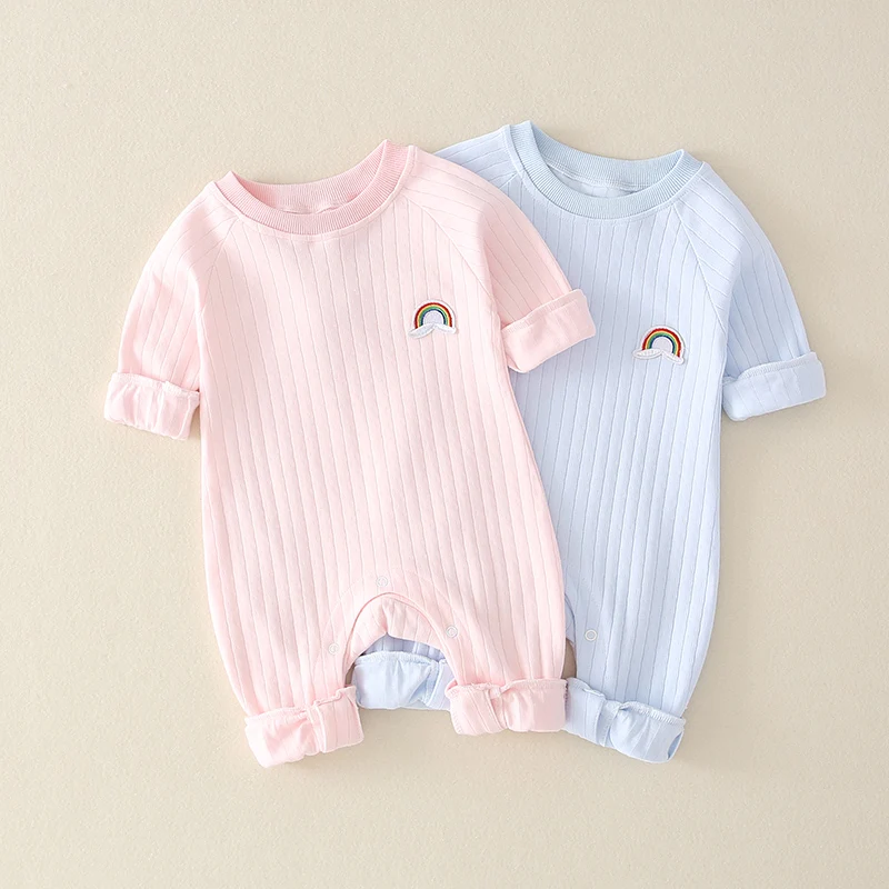 Newborn Infant Kid Baby Boy Girls Long Sleeve Romper Jumpsuit Clothes Outfits Warm Pure Color Cute Lovely Rainbow Clothing cool baby bodysuits	