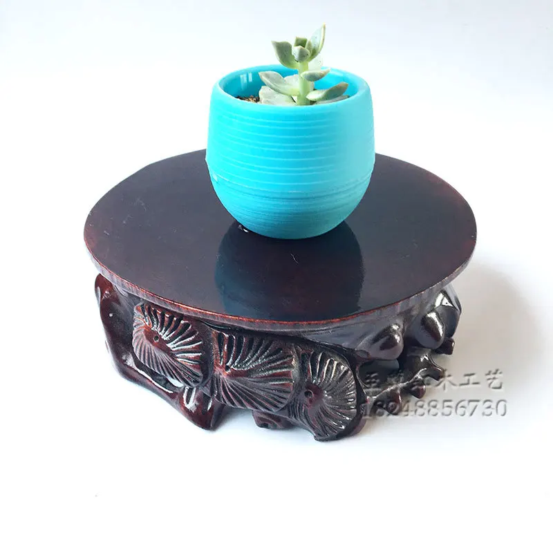 

Imitation Mahogany Circle qi yu Stone Can Be Dredged Stamp Clay Tea Pot Cup Mat Banshi Wooden Base Wooden Pallet
