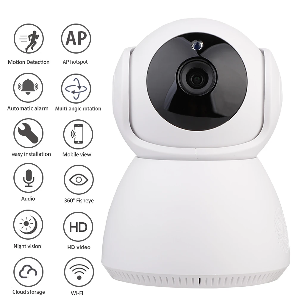 HD 1080P IR Night Vision Baby Monitor Home Security IP Camera Wireless Camera WI-FI CCTV Surveillance Cloud Storage Phone Remote
