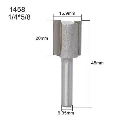 1 шт. 6,35 мм 12,7 мм 1/" 1/4" прямой хвостовик/Dado быстроходный деревообрабатывающий фрезерный станок бит фрезы для очистки дерева снизу бит деревообрабатывающих инструментов - Длина режущей кромки: NO 8