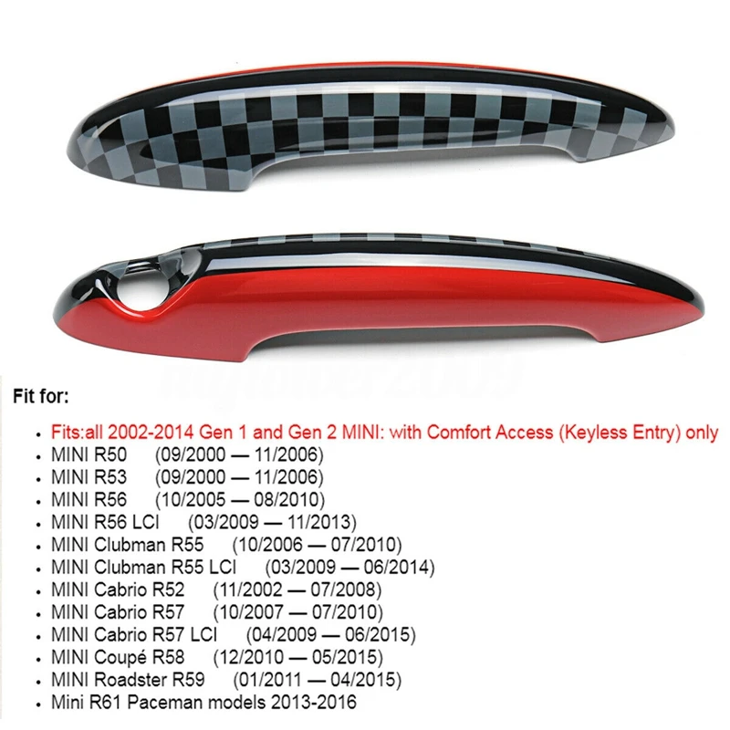 2 х крышки дверных ручек ABS для Mini Cooper JCW ONE S R55 R56 R57 R58 R59 R61