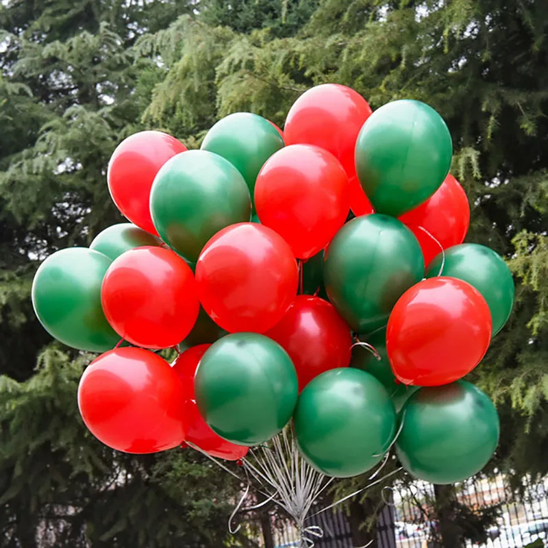 20 шт. 10 дюймов утолщаются красный зеленый латекс Гелиевый шар Рождественская вечеринка украшения дома воздушный шар Праздновать год надувной шар