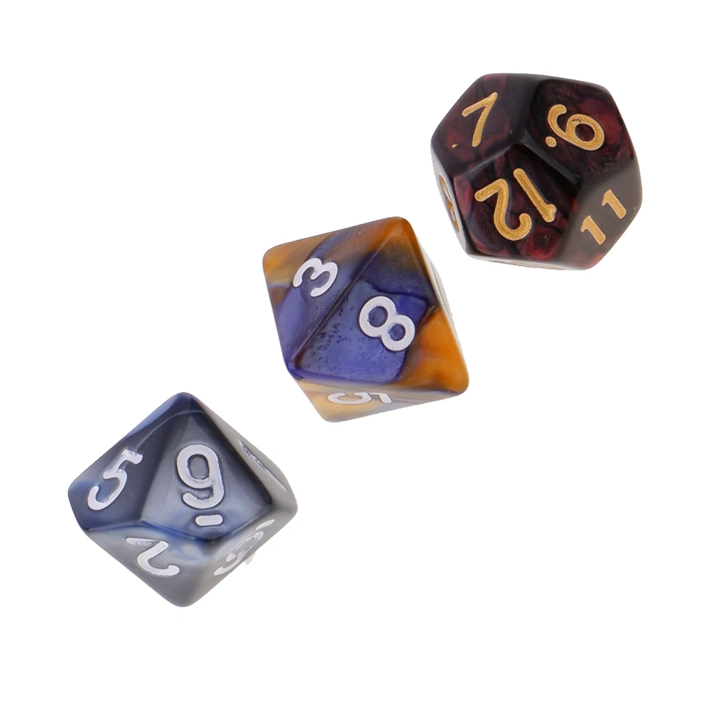 7Pcs 16mm Dice d20 d12 d8 d10 d6 d4 Die Polyhedral for D&D Wargaming Players
