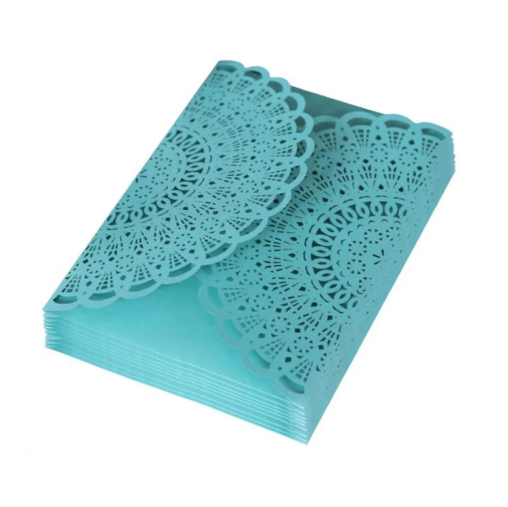 100pcs Tiffany Blue Business Invitation Card Cover Hollow Thanks giving Greeting Cards Invitation Cards, 5 colors for choosing