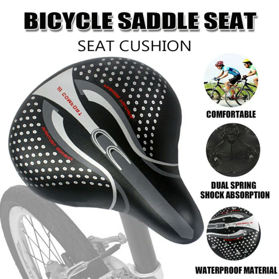 Sporty Extra Wide Big Bum Bike Bicycle Soft Pad Saddle Seat Cushion W// LED Light