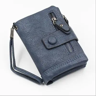 Blue Short Модный мягкий кошелек из нубука, длинный клатч с чековой книгой, Большой Вместительный Длинный кошелек на молнии, держатель для телефона для женщин - Цвет: Blue Short