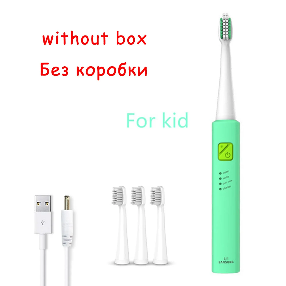 Full green no box Lansung U1 ультразвуковая зубная щетка электрическая зубная щетка электронная зубная щетка Cepillo Стоматологическая гигиена полости рта ультразвуковая Вибрация USB - Цвет: Full green no box