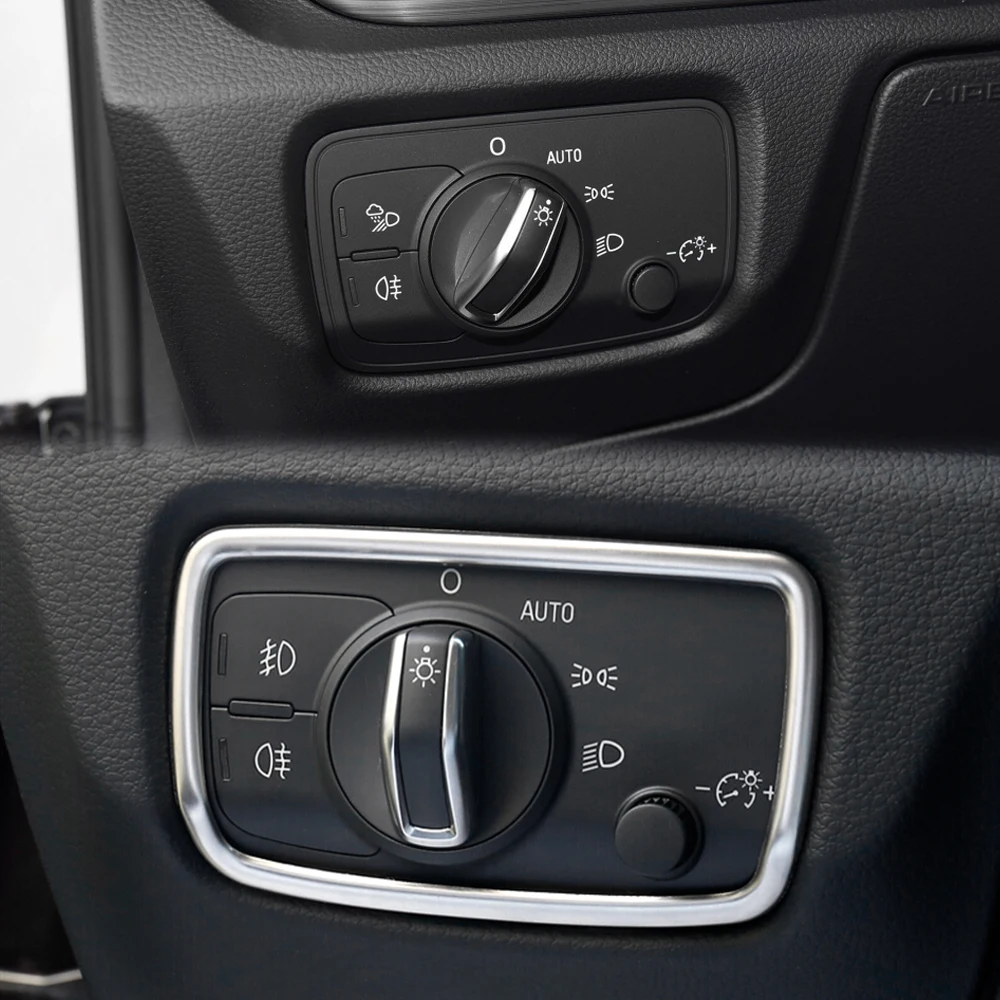 Car Styling Headlight Switch Buttons Decorative Covers Trim Interior Stickers for Audi A3 8V stainless steel Auto accessories