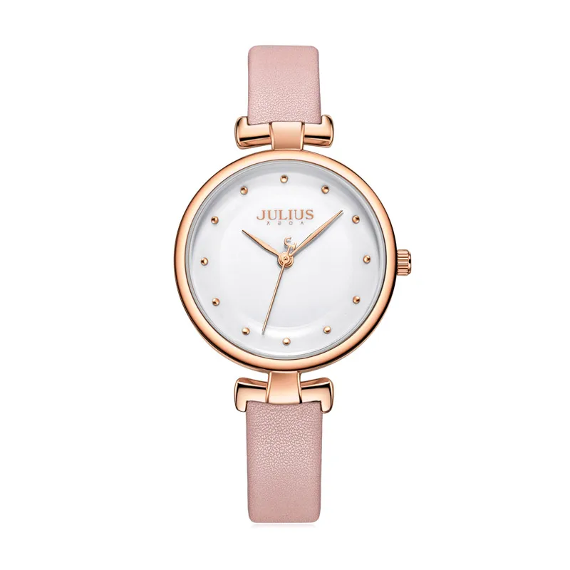 

New Cute Julius Women's Watch Japan Mov't Hours Fashion Clock Real Leather Bracelet Girl's Birthday Lucky Gift Box