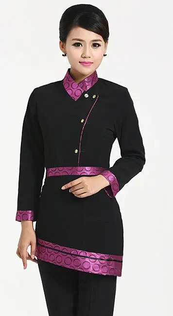 rose red Women long Дизайн,, рабочая одежда для кухни, официанта, официантки, Униформа, желтый, красный, розовый, красный, униформа официанта - Цвет: rose red Women long