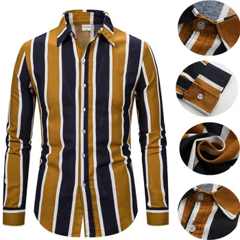 

Are you sure not to click in and see Mens Long Sleeve Casual Cotton Linen Striped Printing Fit Slim Shirt Blouse Purchasing