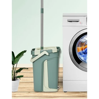 

FashionSqueeze Mop and Bucket Hands-Free Tightening Floor Cleaning superfine fiber Mop Pad Wet Or Dry Use Wooden Floor