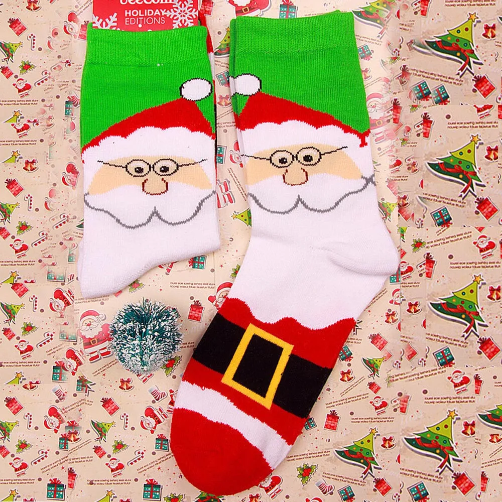 Женские рождественские удобные хлопковые носки в полоску короткие носки до щиколотки милые разноцветные носки с забавными рисунками счастливого каваи Рождественский подарок D2