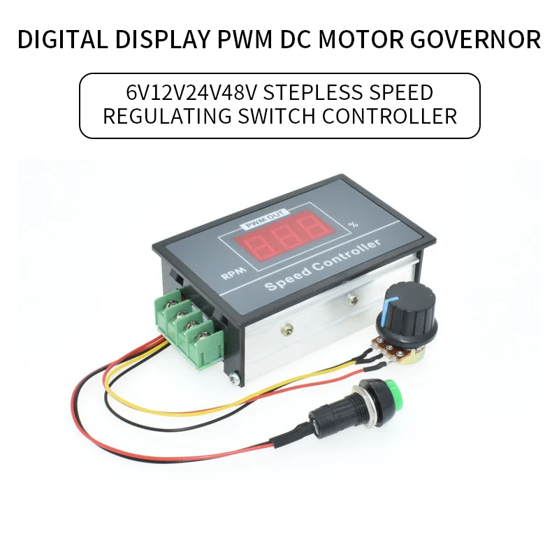 30A цифровой светодиодный дисплей 0 ~ 100% Регулируемый DC 6V 12V 24V 48V регулятор скорости