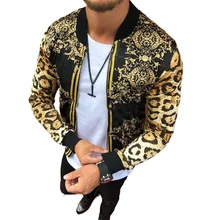 

Newest Men's Zipper Jacket Print Leopard Slim Fit 2022 Spring Autumn Europe America Style Streetwear Coats
