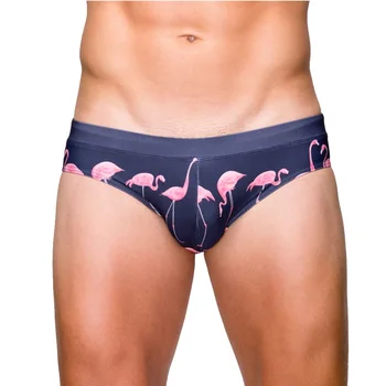 

GV33 Pattern sexy briefs beach summer swim men's smooth low-waist slim swim trunks plus sponge