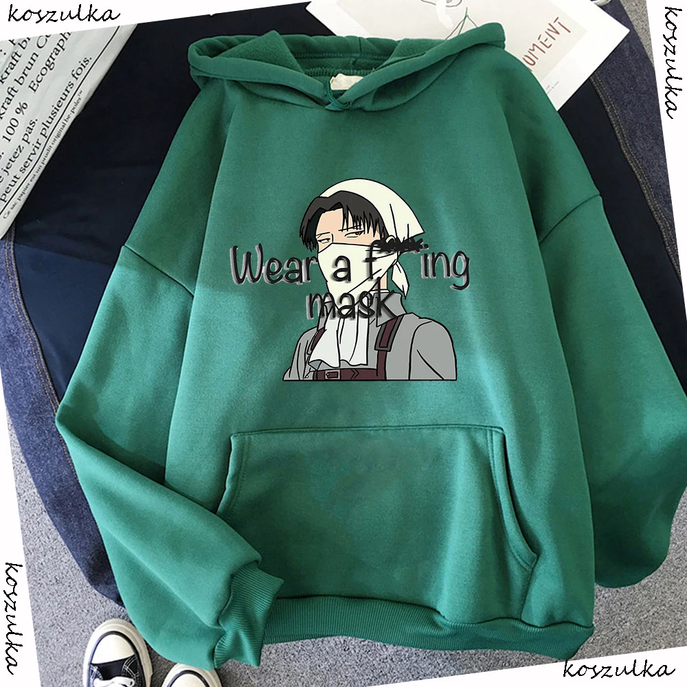 2020 Anime Hoodie Attack on Titan Hoodied Long Sleeve Streetwear Harajuku Sweatshirt Women Unisex Sport Hoody Green Tops G1